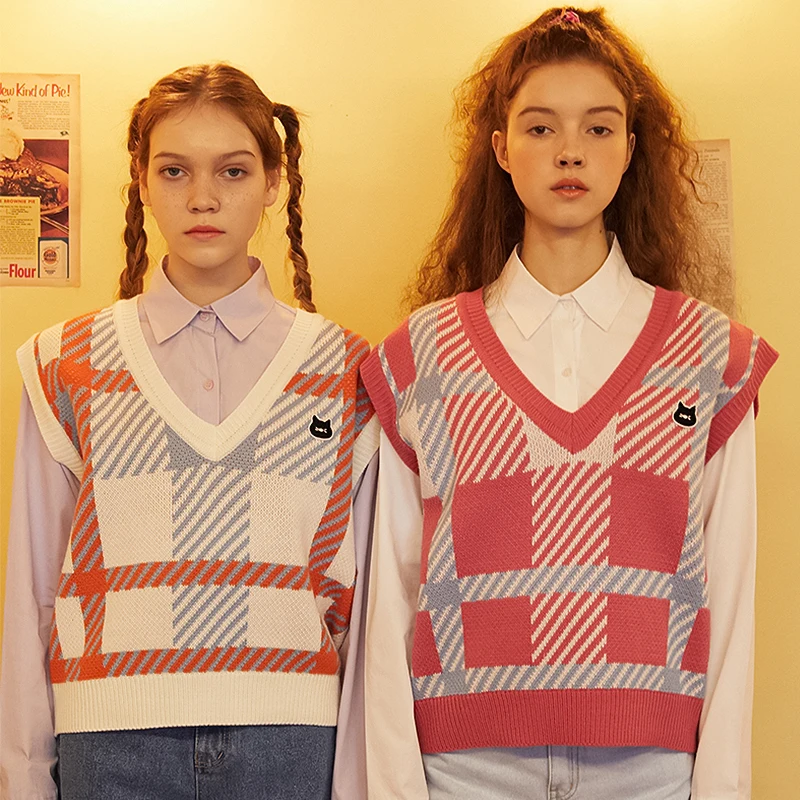 

Женский винтажный свитер без рукавов, с круглым вырезом и геометрическими полосками