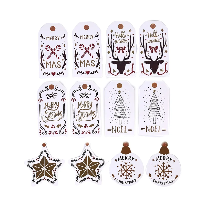12 шт Счастливого Рождества крафт бумаги карты бирки для поделок скрапбукинга