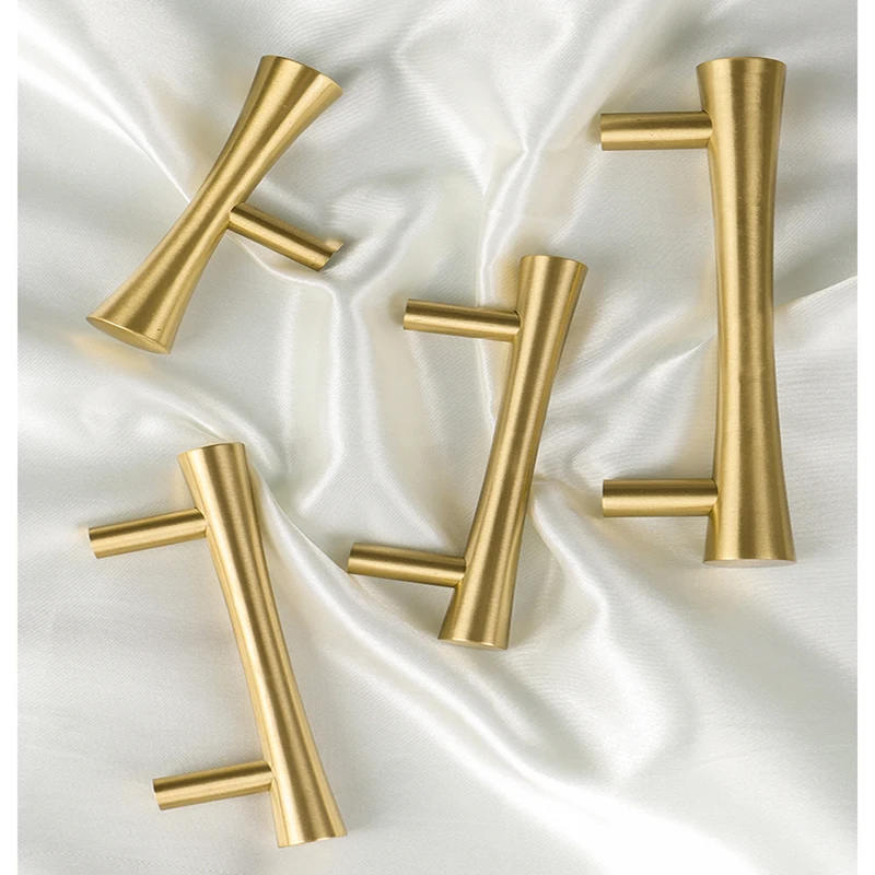 Нажимные дверные ручки из латуни Qiansi однотонные металлические латунные шкафы с Т