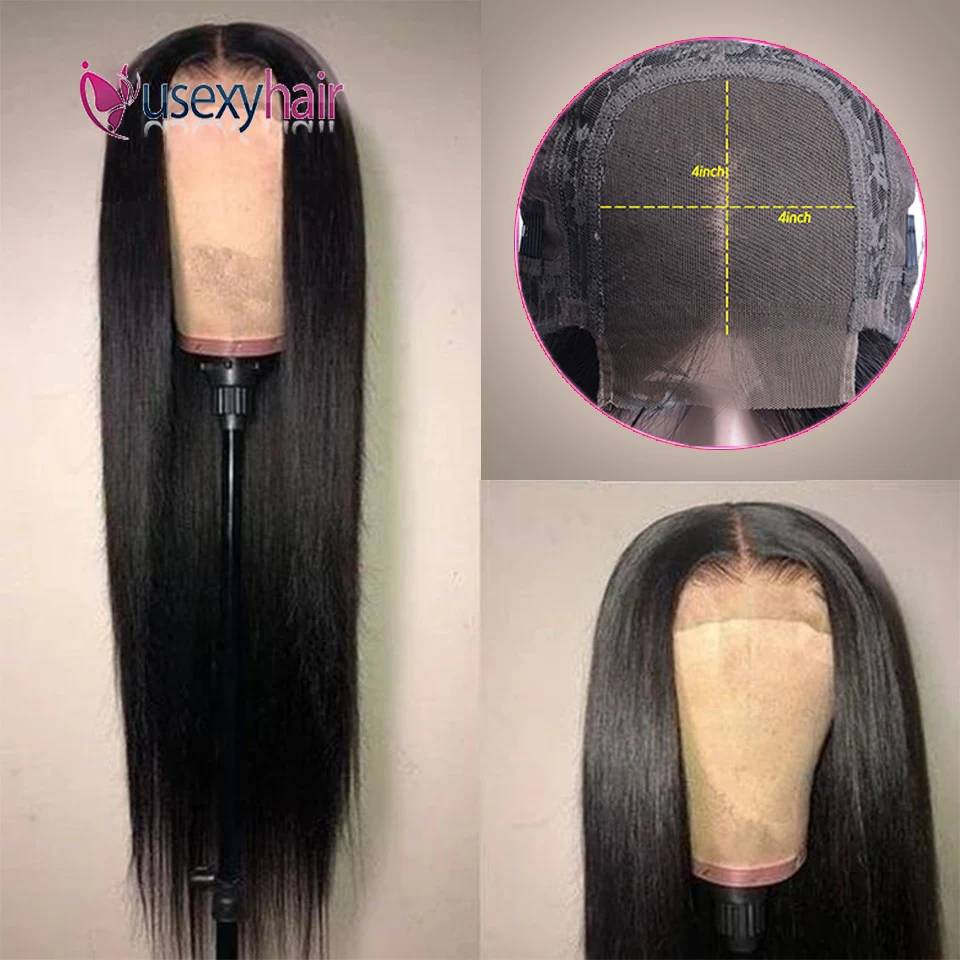 4x4 парик на шнурке прямые бразильские человеческие волосы Remy парики для черных