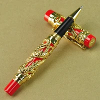 jinhao exquisite dragon phoenix rollerball pen metal carving embossing heavy pen golden red business for office school