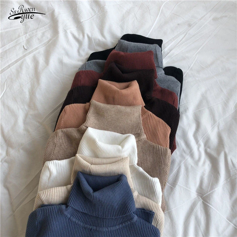 

Women's Turtleneck Sweater Autumn and Winter New Pullover Slim Bottoming Sweater Knitted Casual Long Sleeve Pull Femme 16675