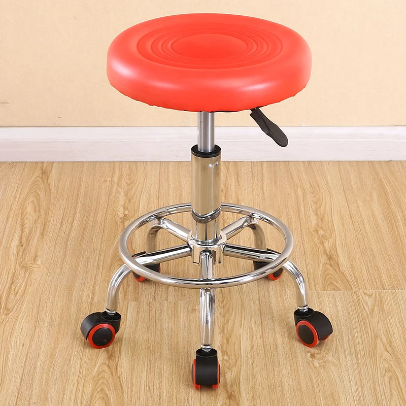 

SALE! PU Bar Chair Lifting Beauty Chair 360 Degree Rotation Barber Chair with Safety Pneumatic Rod High Strength Nylon Wheel