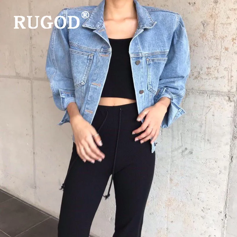 Женские винтажные джинсы RUGOD однобортные джинсовые куртки с отложным воротником