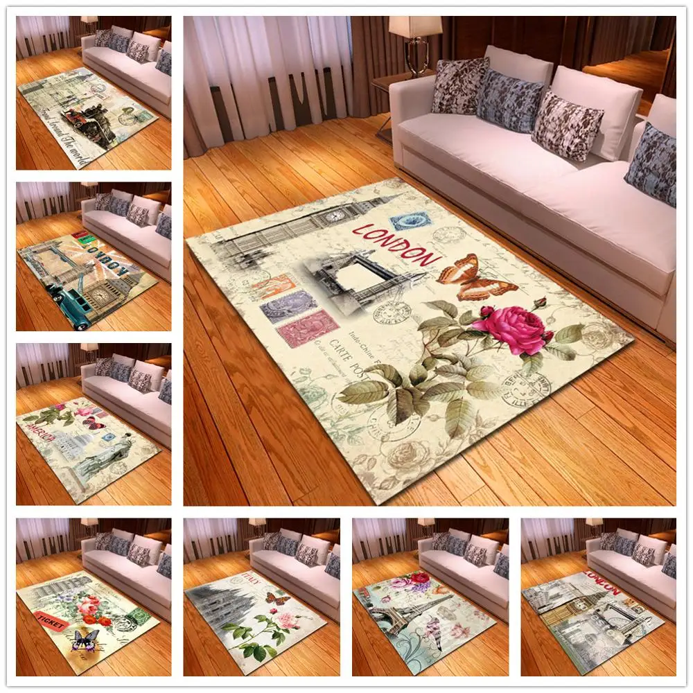 3D Роза цветок искусство для гостиной спальни коврики многоцветный ретро роза