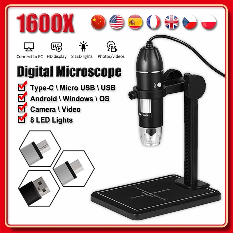 1600x digital microscope for soldering usb electronic microscope for mobile phone repair led magnifier camera with lift stand free global shipping