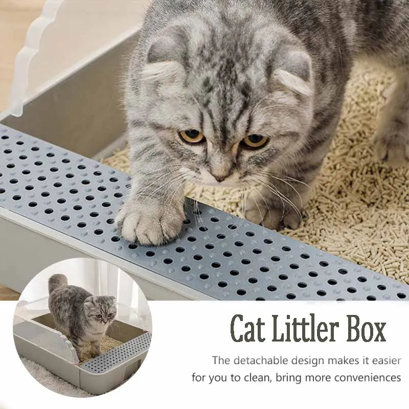 Lettiera per gatti toilette per animali domestici lavabo semi-chiuso per la pulizia del gatto vasca da bagno Anti Splash toilette per gatti toilette per gatti forniture per gatti