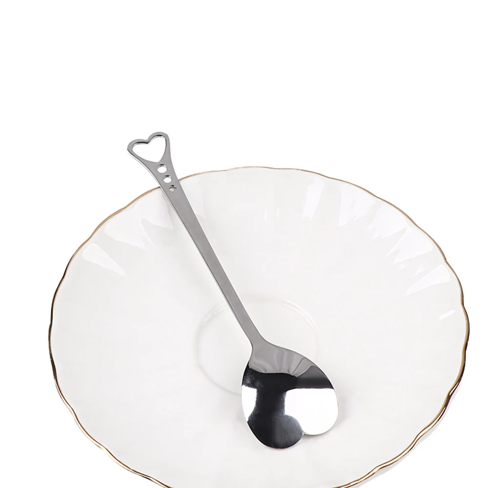 Забавная десертная ложка в форме сердца нержавеющая сталь серебряный чай кофе