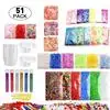 51pcs 72 пачки, наборы для изготовления слизи, сделай сам, ручная работа, цветной пенопластовый шар, гранулы, набор материалов для изготовления слизи - Цвет: 51pcs