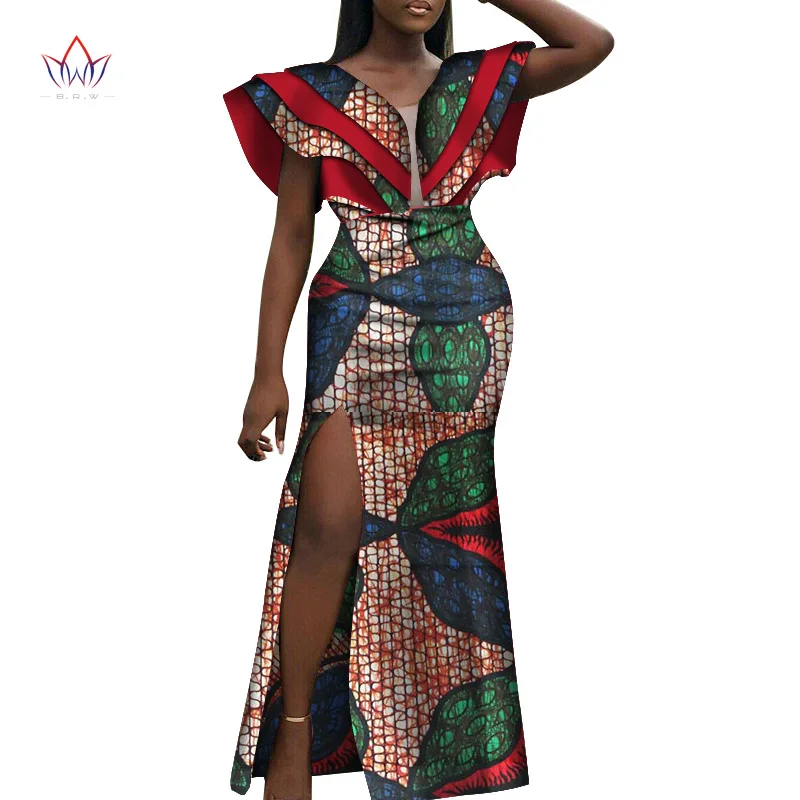 Женское платье с воском Bazin Riche длинное винтажное вечернее в стиле Дашики принтом