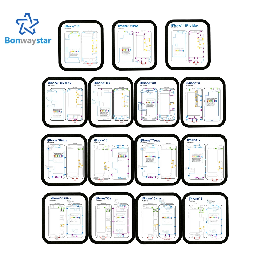 15 шт./лот магнитный коврик с винтовой таблицей для iphone X 8 plus 6 6s 7 профессиональная