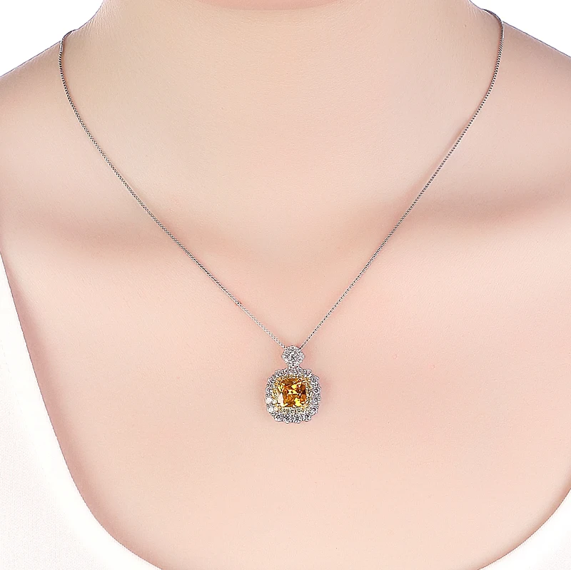 

2020 hot new arrival arrives s925 sterling silver luxury classic super sparkling princess square 5A zircon necklace pendant