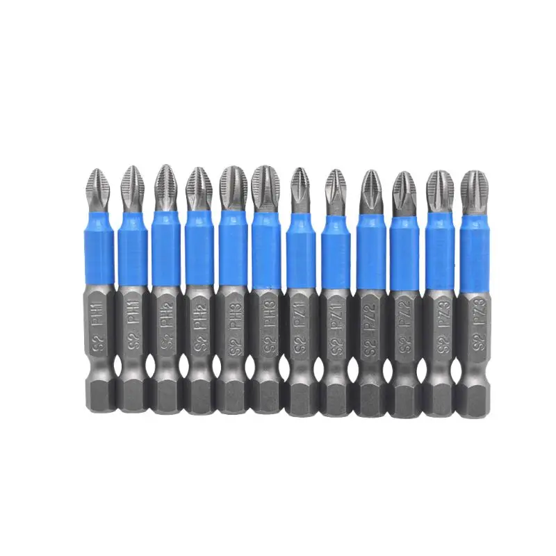 

12pcs/set 50mm Screwdriver Bit Set 1/4" Hex Shank Anti Slip Phillips Drills Tool M7DA