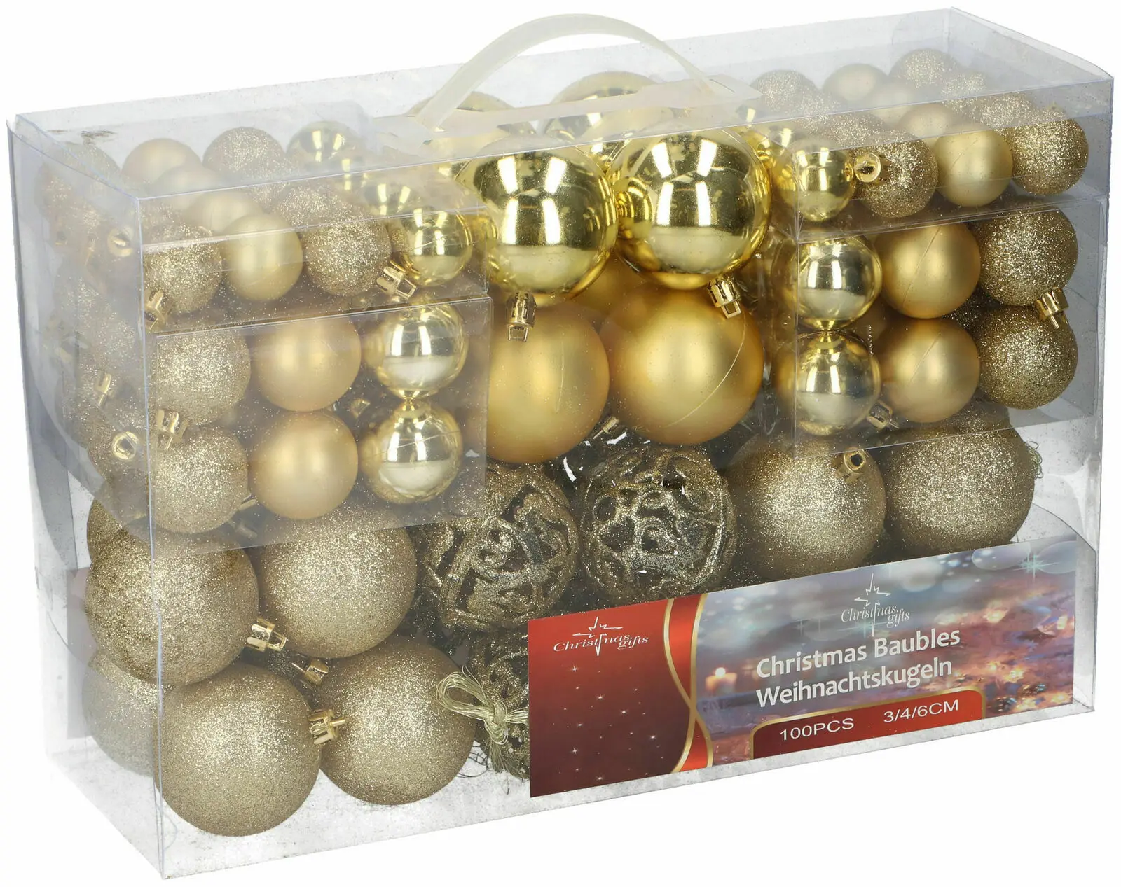 

Christmas Tree Decoration Baubles 100 Pcs Size 3/4/6 CM Shatter Home Decoration
