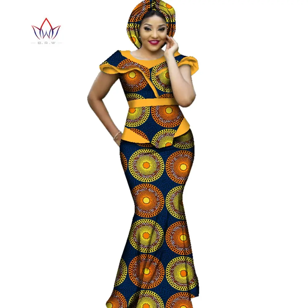 

Hot Sale African Bazin Dresses Designs Dashiki Plus Size Women Africa Long Dress Party Dresses Women Set Clothing WY2711