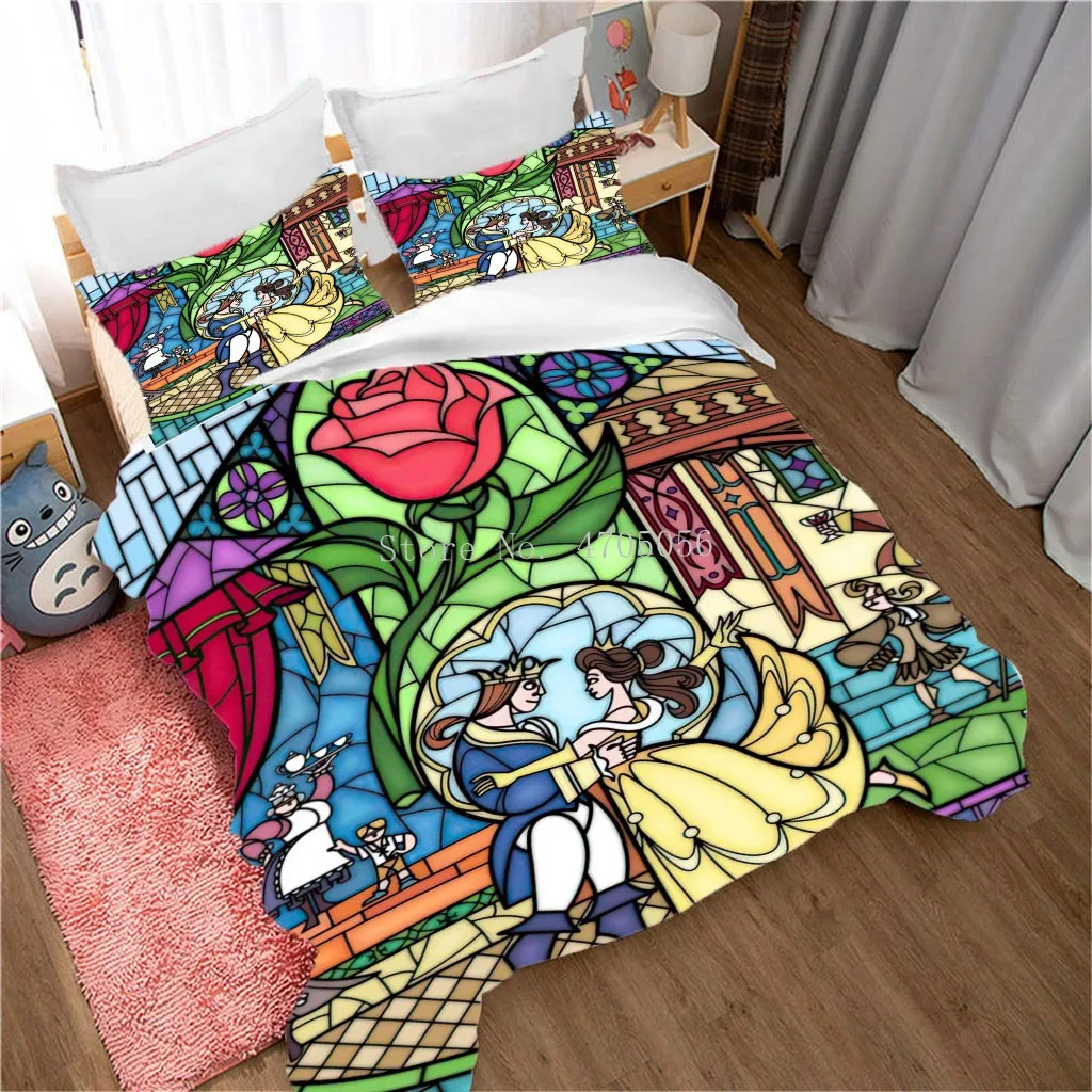 Набор постельного белья с рисунком принца Диснея и принцессы пододеяльник 3D