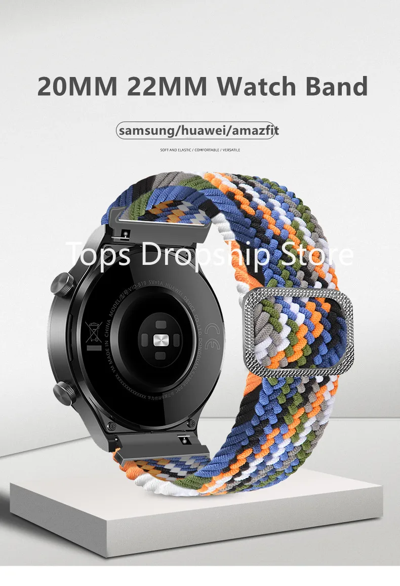 

20mm 22mm Nylon Watch Band for Samsung Galaxy Watch 3 46mm 42mm Active 2 40mm 44mm Gear S3 Bracelet for Huawei GT2 Pro Strap