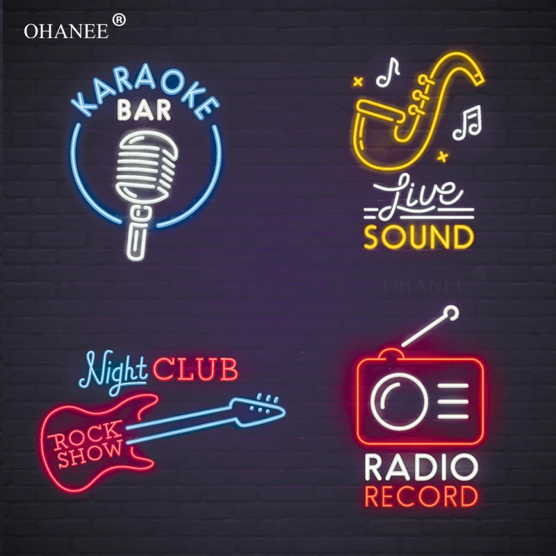 Ночной клуб бар живой звук рок-шоу радио светодиодная неоновая вывеска на заказ
