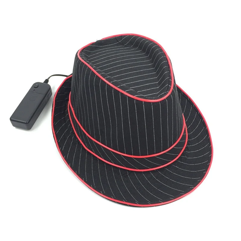 СВЕТОДИОДНЫЙ мигающий вспыхивающий джаз шляпа светится Fedora Шляпа использует EL