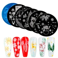 wuf 2021 new 5 6cm round nail art stamp nail stamping template christmas series diy nail designs manicure image plate stencil