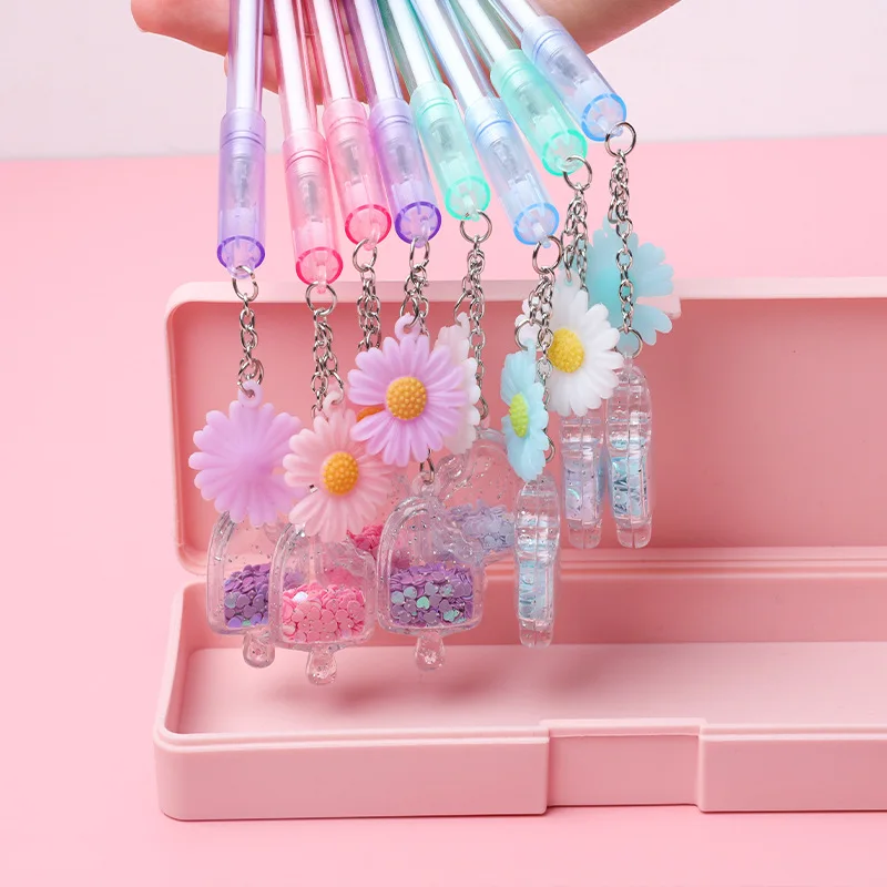 

Random Color 4pcs/lot Cute Daisy Ice Cream Pendant Gel Pen School Student Exam Office Signature Writing Pen Stationery Supplies