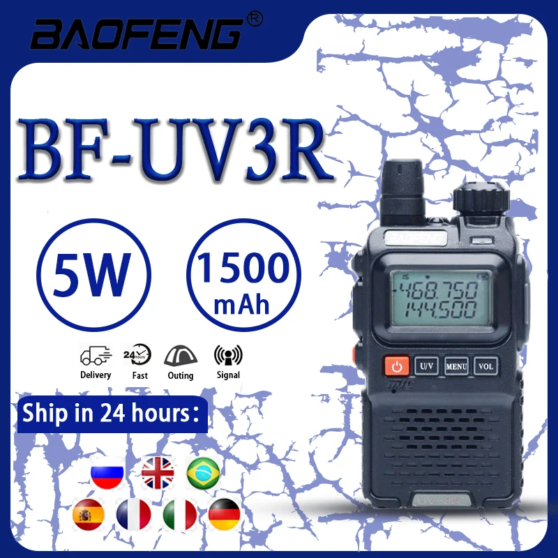 

Портативная рация Baofeng UV-3R 3RPlus, Двухдиапазонная портативная рация Ham V/U 99CH Amatuer Ручной FM-приемопередатчик, Портативное двухстороннее радио