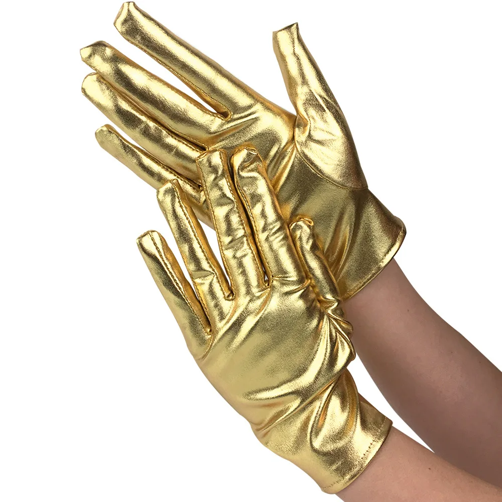 

Full Finger Shiny Leather Gloves Cosplay Costume Accessories Halloween Party Festival Funny Props Decoration