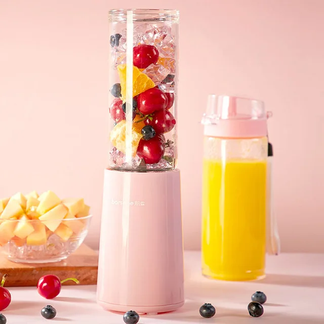 pink with 2 cups 220V Портативный электрическая домашняя соковыжималка мини сушилка для овощей и фруктов блендер-соковыжималка чашка автоматическая соковыжималка экстрактор шлифовальная чаша - Цвет: pink with 2 cups
