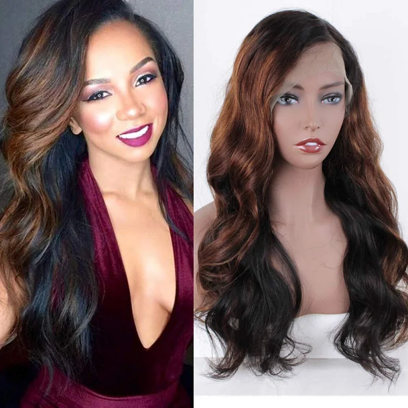Jual Sorot Wig Ombre Berwarna 1b 4 Coklat Muda Tubuh Gelombang Rambut Renda Bagian Wig Brasil Remy Bagian Lace Wig 4