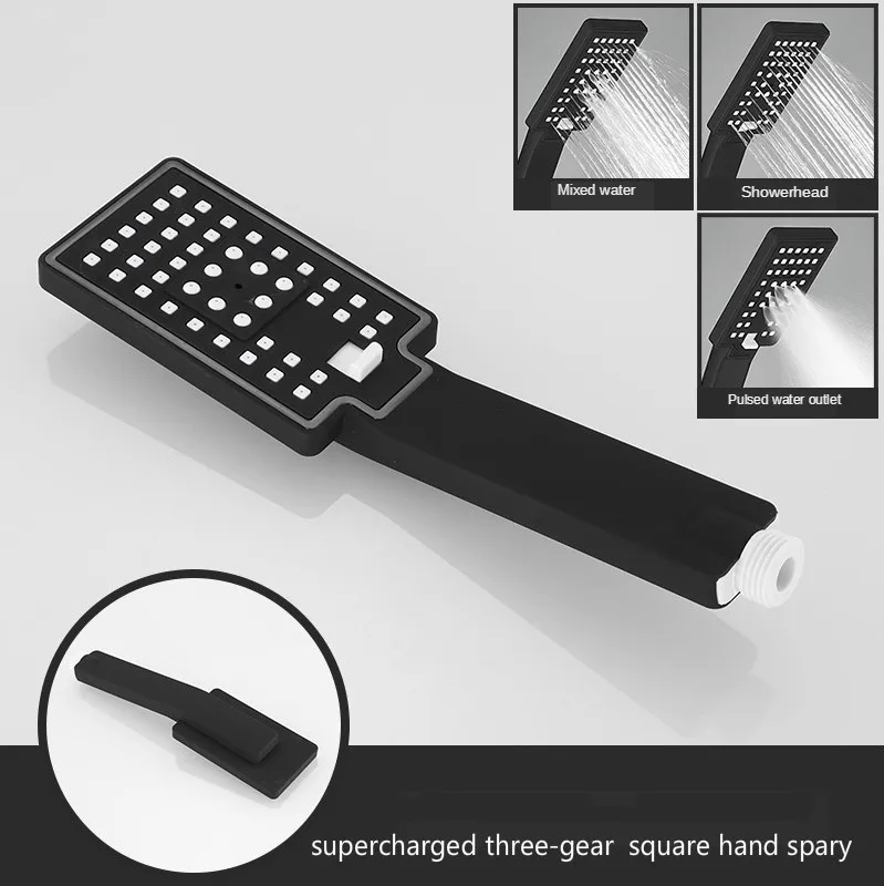 Матовая черная ручная Лейка для душа настенный набор со шлангом и держателем