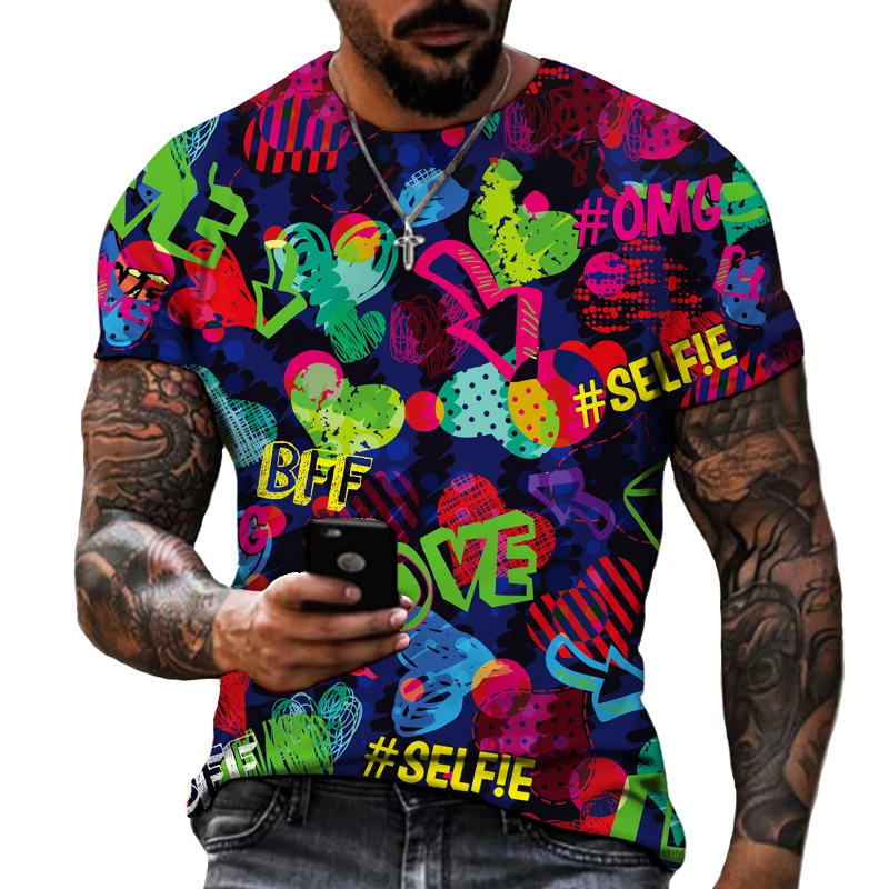 Мужская молодежная уличная модная брендовая одежда с граффити футболка в стиле