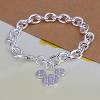 fashion 925 silver color cute mickey charm bracelet jewelry bracelets for women girl gift