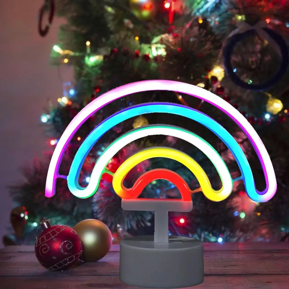 

Cute Rainbow Shape Neon LED Night Light Creative Party Home Bedroom Decorative Lamp for Kids Adults Children Gift