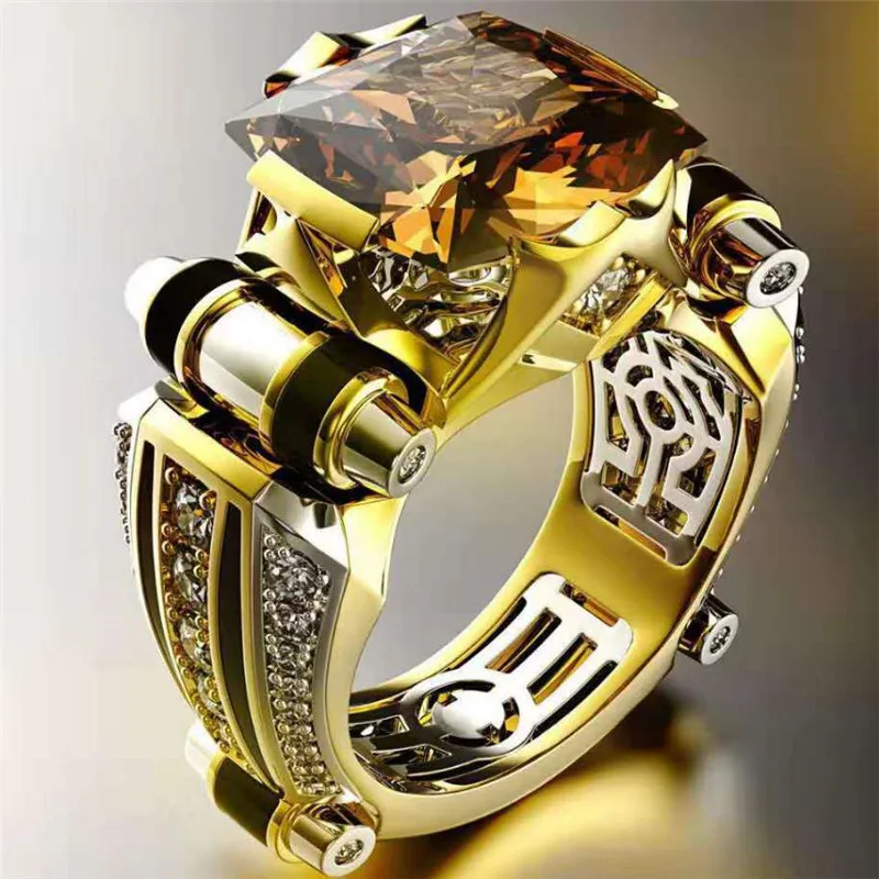 Мужское винтажное властное кольцо креативное обручальное с кристаллами