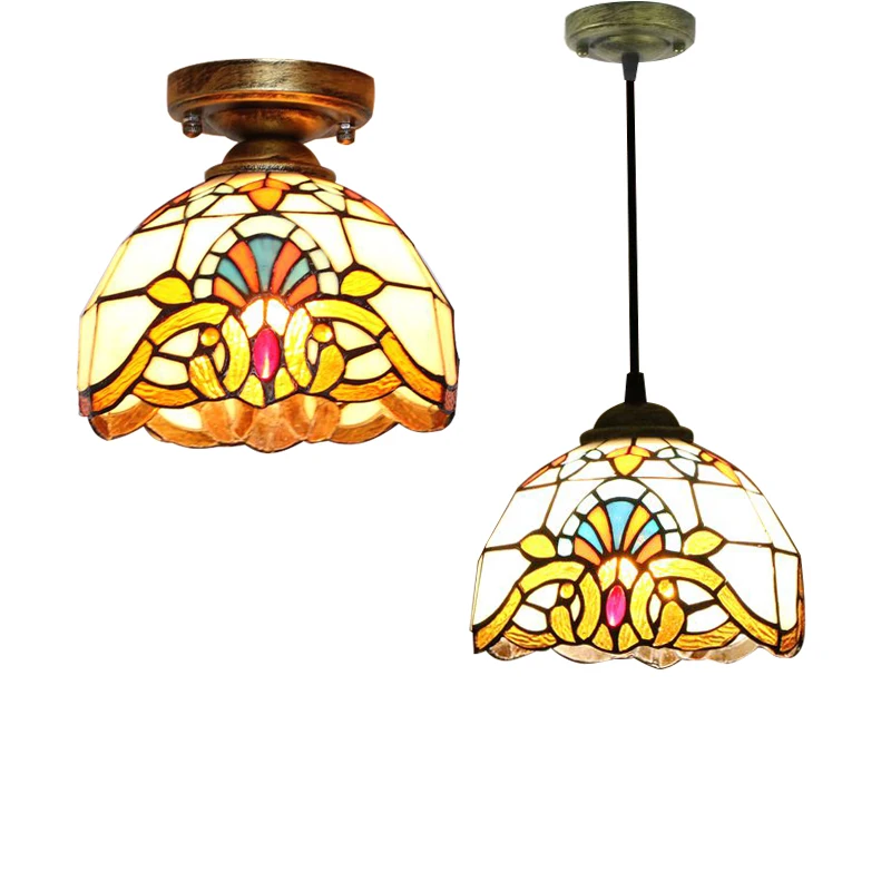 Современная витражная Подвесная лампа Тиффани барокко E27 светодиодная