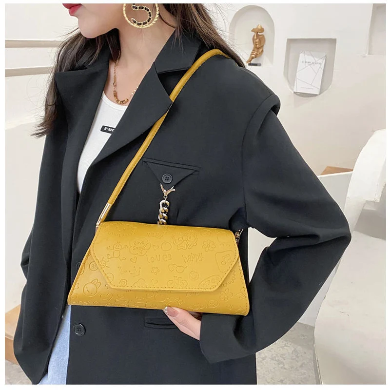 

Women Boston Handbags14 Inch Leather Handbag,Brand Printed Ladies Shoulder Bag,10 in Retro Embossed Letters Baguette Bag
