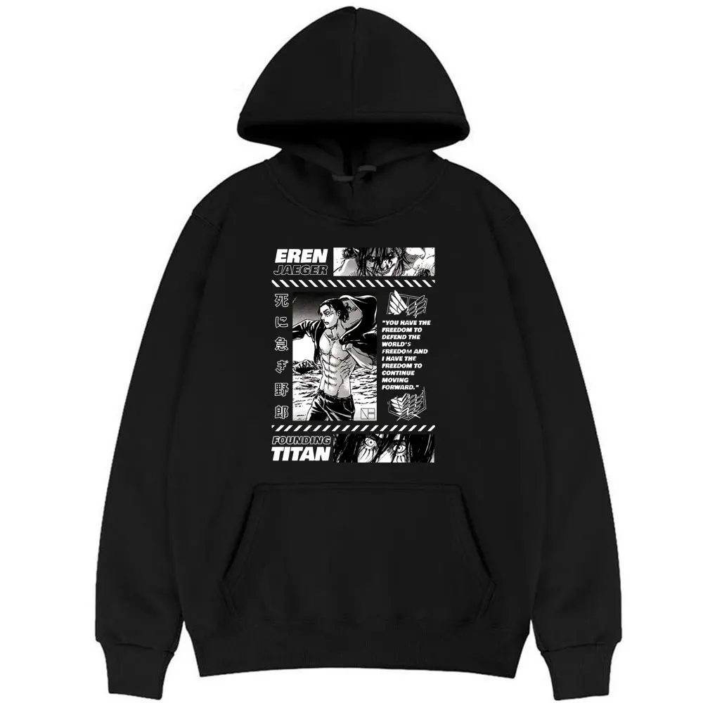 

Japan Anime Attack on Titan Hoodie Eren Yeager Print Hoodies Men Women Harajuku Creative Design Hoody Mens Loose EU Sweatshirt