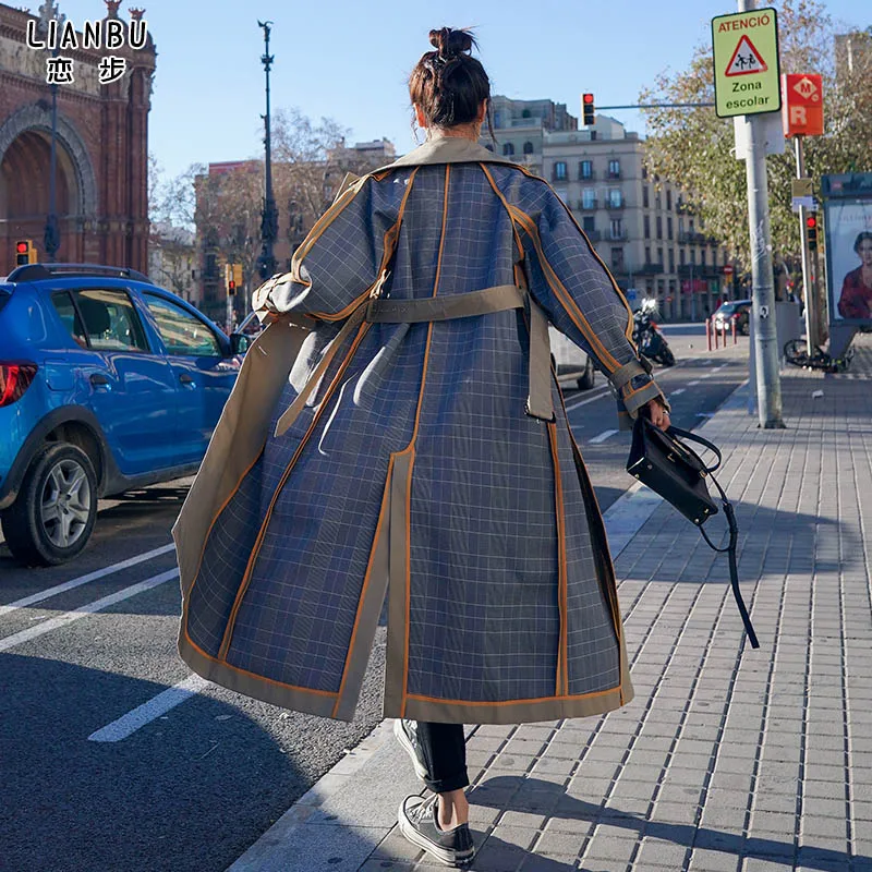 

Double breasted two wear Windbreaker Jacket Women's middle school long style over knee spring autumn 2020 new fashion