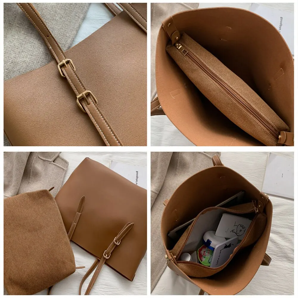 

Women bags shoulder 2021 Solid Women's PU Leather Handbags Luxury Lady Hand Bags pocket Women Composite bag Big Tote Sac Bols