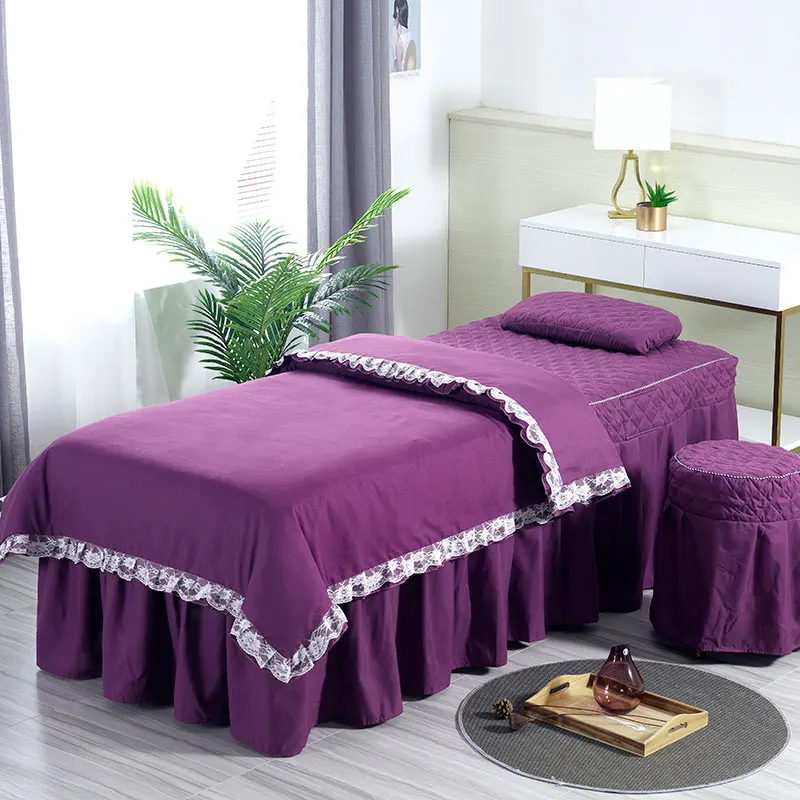 Baisha Purple Премиум люкс массажный стол юбка простыня для массажа набор, 4 шт. часть 2 - Цвет: Baisha Purple