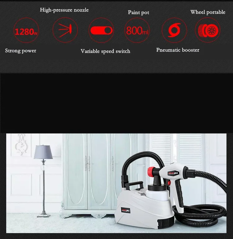 

220V 1280W high-power spraying machine Electric supercharged airless spray gun Auto paint sprayer