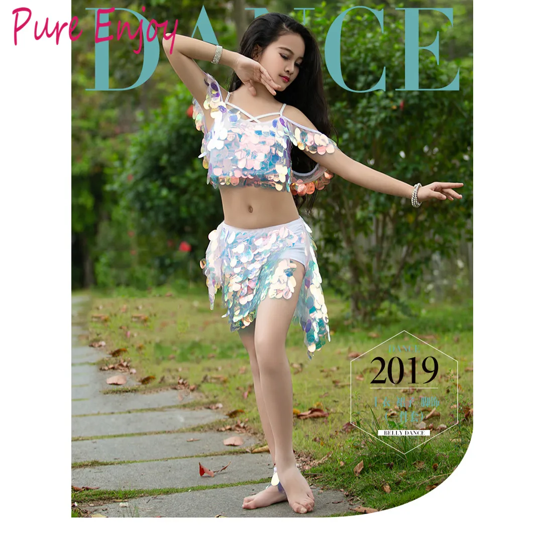 

Women Oriental Dance Clothes Sexy Big Sequins Bra+Long Skirt+Foot decoration 3pcs For Gilrs bellyDance costumes