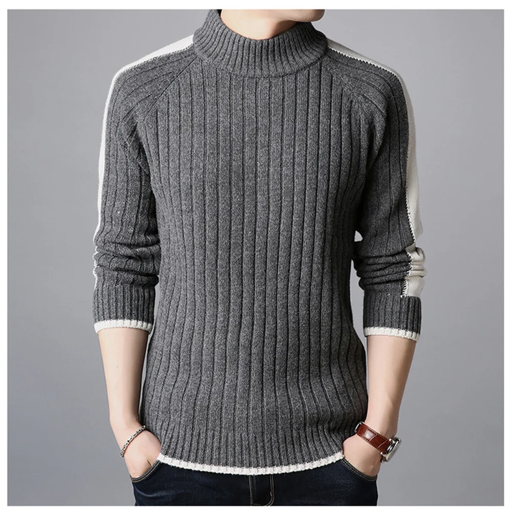 Men Long Sleeve O-Neck Sweater Autumn Winter Sweater Men Arrival Casual Pullover Patchwork Knitted Solid Men Sweater MZM054 winter men casual warm slim sweater knitted striped long sleeve patchwork pullover male elastic solid sexy spring basic tops