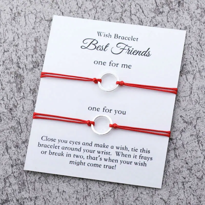Женский и мужской браслет желаний Best Friend Circle регулируемый из красной веревки 2
