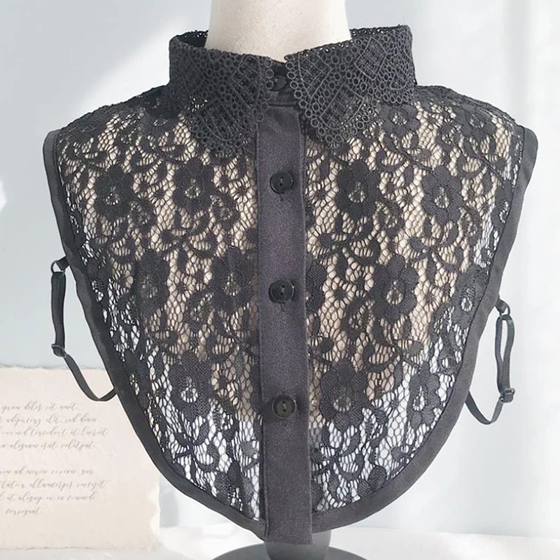 Белый накладной воротник с завязкой спереди со съемными бусинами Женский