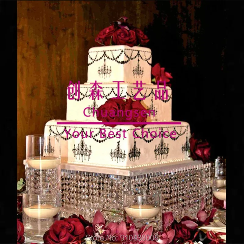 Акриловая подставка для торта украшенная кристаллами свадебная декорация