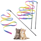 Забавная палочка для кошек в радужную полоску, игрушечная палочка для домашних животных, товары для кошек, игрушки для бросания, интерактивные игрушки, палочка для дразнивания кошек, игрушки для развлечений