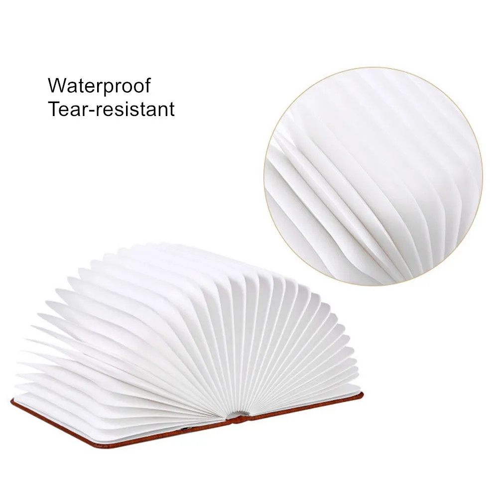 

Foldable USB Rechargeable Nightlight Warm White Color LED Wooden Leather Mini Book Shape Light Desk Night Lamp Living Room Decor