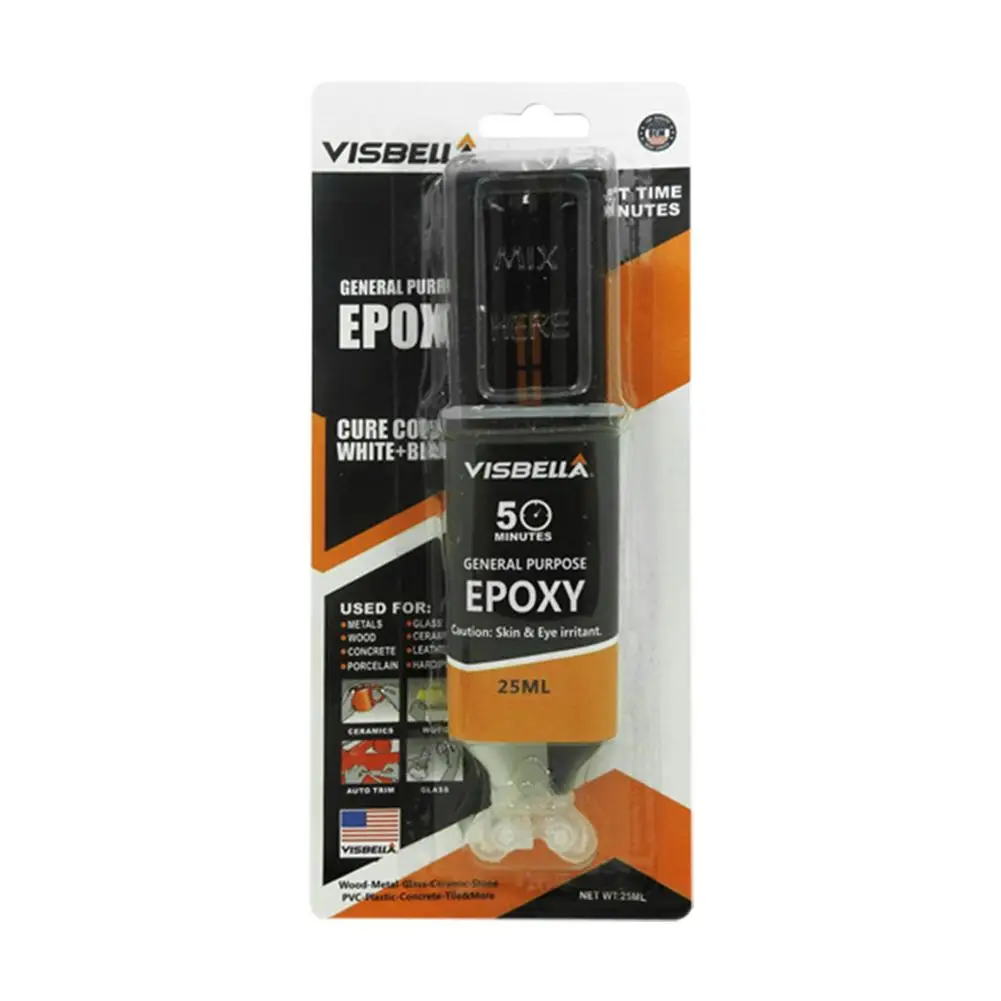 Автомобильный шприц эпоксидный клей AB Клей жидкий Эпоксид 25 мл Широкая