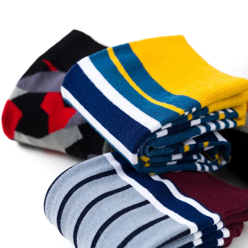 

Combed Cotton Men Woman Happy Funny Socks Geometric Striped Creative Prevent Bump Color Harajuku Skate Socks Street Fashion